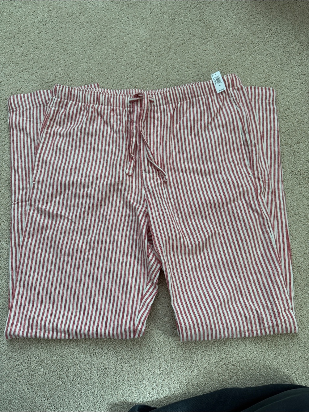 GAP red and white striped straight leg pajama pants
